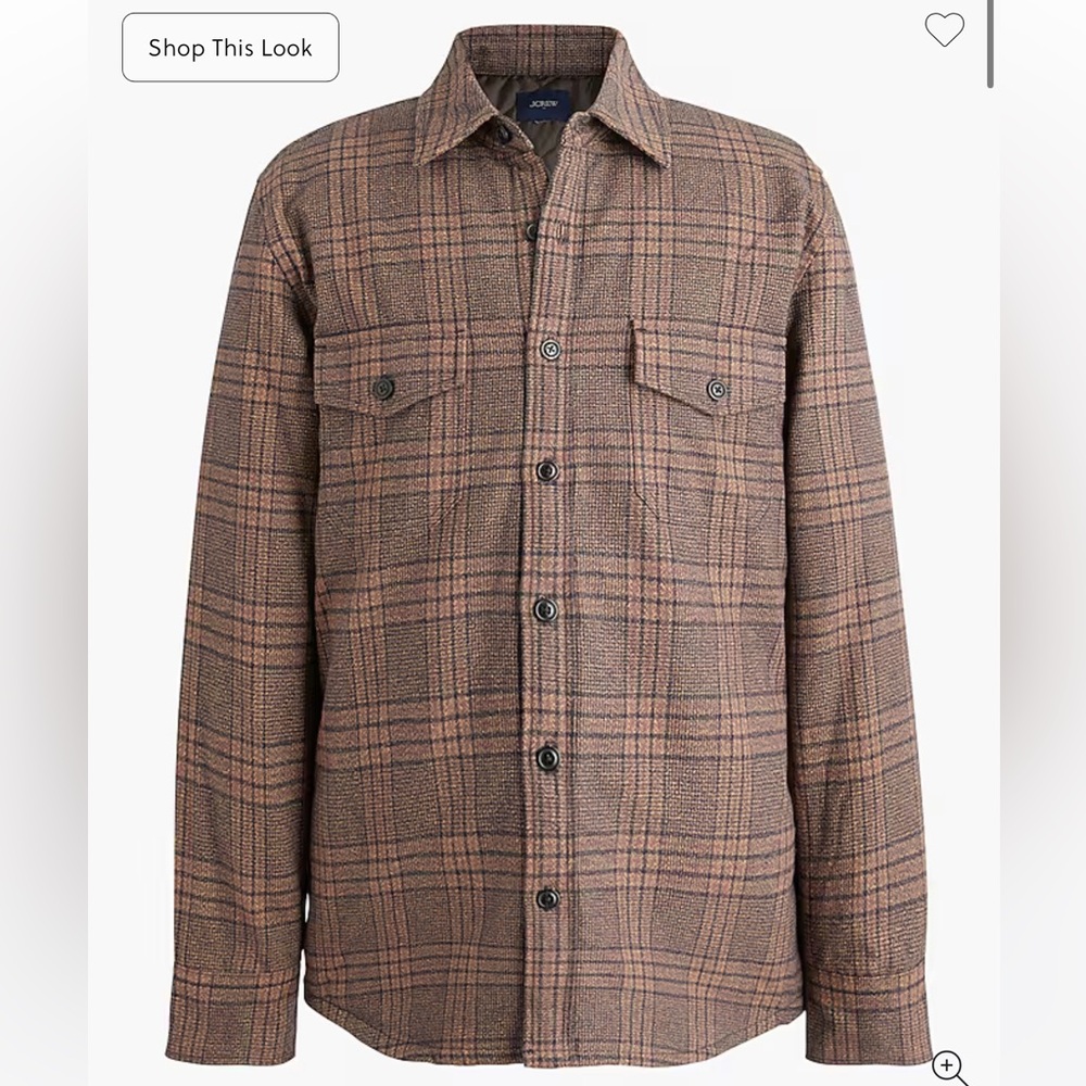 J. Crew Factory Men's Tan Plaid Shirt Jacket